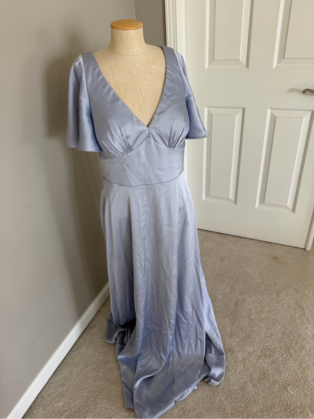 Azazie Lavender-Blue V-Neck Bridesmaid Dress